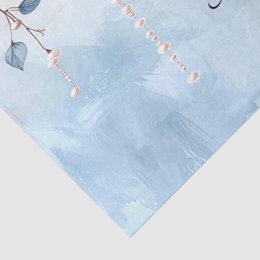 Blumen und Perlen Seidenpapier Blau (Detail)