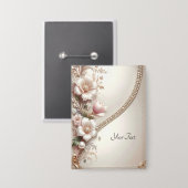 Blumen- und Perlenverzierungen Knopf Button (Vorderseite/Rückseite)