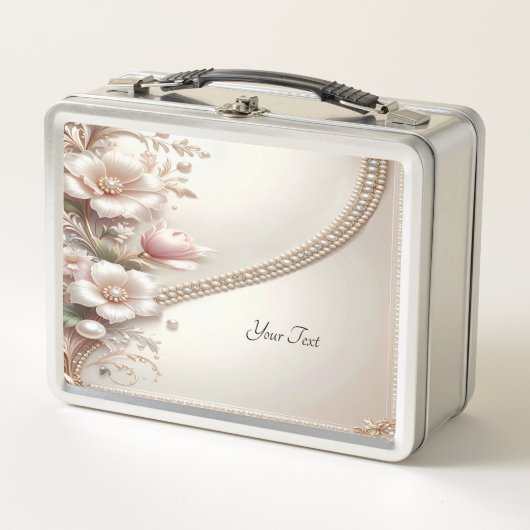 Blumen- und Perlenverzierungen Lunchbox (Vorderseite)