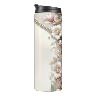 Blumen- und Perlenverzierungen Thermosbecher
