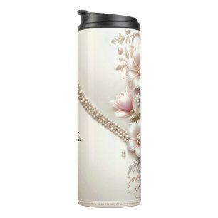 Blumen- und Perlenverzierungen Thermosbecher
