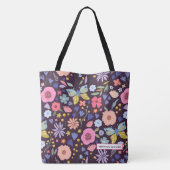 Blumen- und Pflaumen-Name-Tragetasche Tasche (Rückseite)