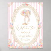 Blumen und Prosecco Brautparty Willkommen Poster (Vorne)