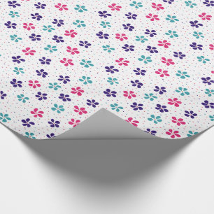 Blumen und Punkte Blumenmuster Geschenkpapier
