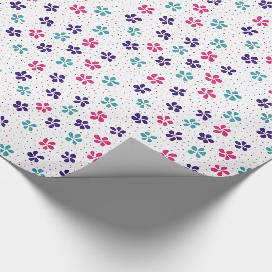 Blumen und Punkte Blumenmuster Geschenkpapier (Ecke)