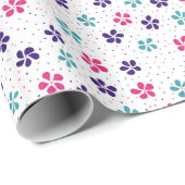 Blumen und Punkte Blumenmuster Geschenkpapier (Rolleneckpunkt)
