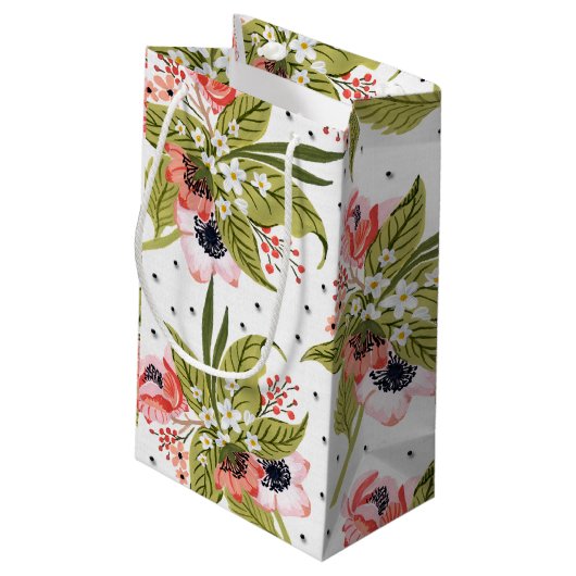 Blumen und Punkte Kleine Geschenktüte (Rückseite Schrägansicht)