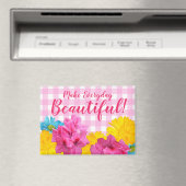 Blumen und rosa Gingham Magnet (In Situ (Geschirrspüler))