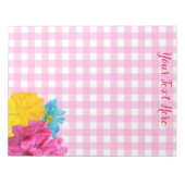 Blumen und rosa Gingham Notizblock (Vorderseite)