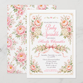 Blumen- und Schleifen-Baby-Sprinkle Einladung