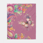 Blumen- und Schmetterling-Paisley Fleecedecke (Vorderseite)