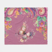 Blumen- und Schmetterling-Paisley Fleecedecke (Vorderseite (Horizontal))