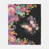 Blumen- und Schmetterling-Paisley Fleecedecke (Vorderseite)