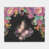 Blumen- und Schmetterling-Paisley Fleecedecke (Vorderseite (Horizontal))