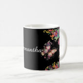 Blumen- und Schmetterling-Paisley Kaffeetasse (VorderseiteRechts)