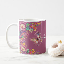 Blumen- und Schmetterling-Paisley Kaffeetasse