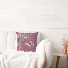 Blumen- und Schmetterling-Paisley Kissen