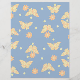 Blumen- und Schmetterling-Schreibpapier