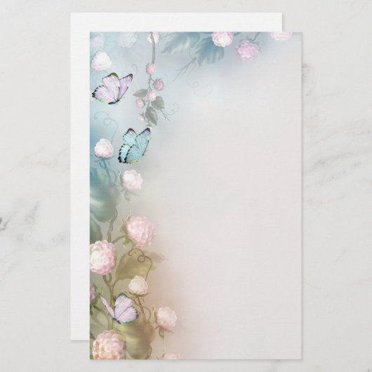 Blumen und Schmetterlinge Briefpapier (Vorne/Hinten)