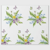 Blumen und Schmetterlinge Geschenkpapier (Flach)