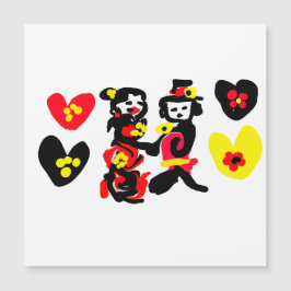 Blumen und schwarzer und roter Valentinstag Magnetkarte