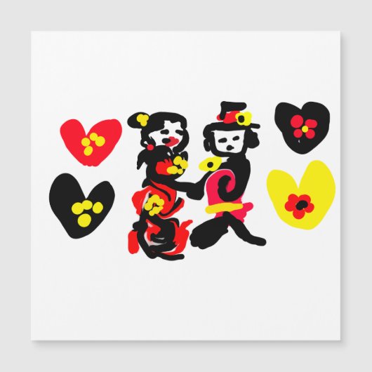 Blumen und schwarzer und roter Valentinstag Magnetkarte (Vorderseite)