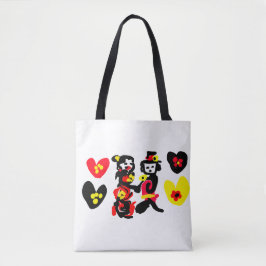 Blumen und schwarzer und roter Valentinstag Tasche