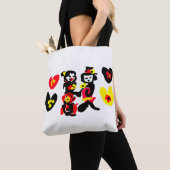 Blumen und schwarzer und roter Valentinstag Tasche (Von Nahem)