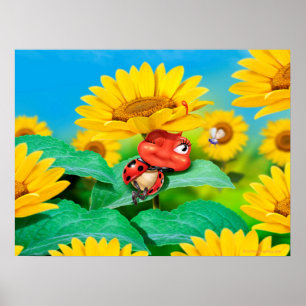 Blumen und Sonnenblumen Poster