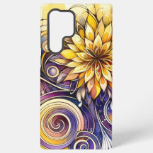 Blumen- und Spiral-Motiv-Handyhülle