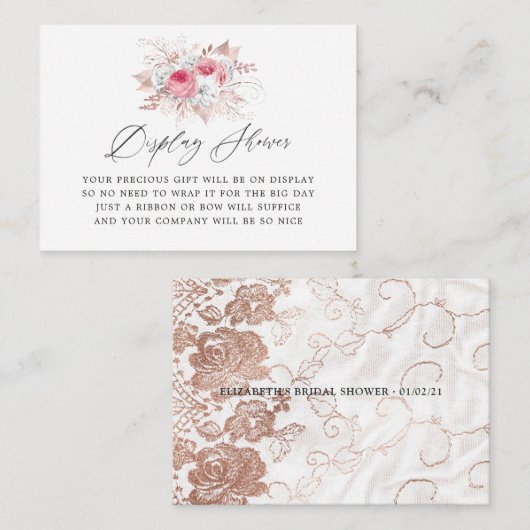 Blumen- und Spitzen-Brautparty-Display-Dusche Begleitkarte (Vorne/Hinten)