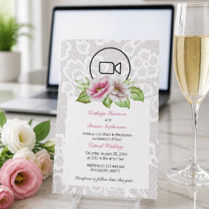 Blumen- und Spitzen-Hochzeitseinladung per Video Einladung