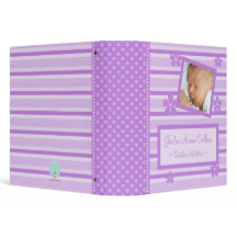 Blumen und Streifen-lila Baby-Buch-Mappe