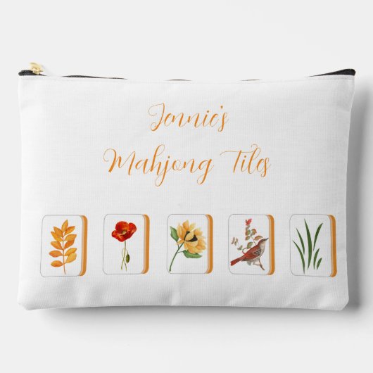 Blumen- und Vogel-Bam-Mahjong-Kachel-Tasche Zubehörtasche (Vorderseite)