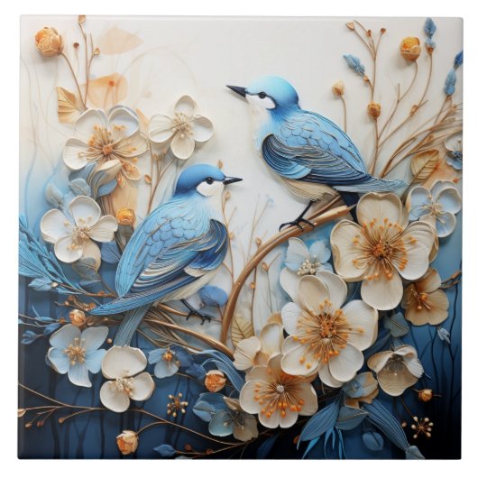 Blumen und Vögel Fliese (Vorderseite)