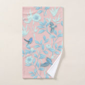 Blumen und Vögel , Hintergrundfarbe der Rose Badhandtuch Set (Handtuch)