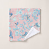 Blumen und Vögel , Hintergrundfarbe der Rose Badhandtuch Set (Waschlappen)