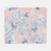 Blumen und Vögel , Hintergrundfarbe der Rose Fleecedecke (Vorderseite (Horizontal))