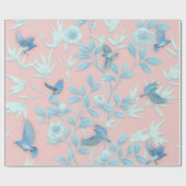 Blumen und Vögel , Hintergrundfarbe der Rose Geschenkpapier (Flach)
