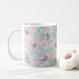 Blumen und Vögel , Hintergrundfarbe der Rose Kaffeetasse