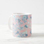 Blumen und Vögel , Hintergrundfarbe der Rose Kaffeetasse (Vorderseite Links)