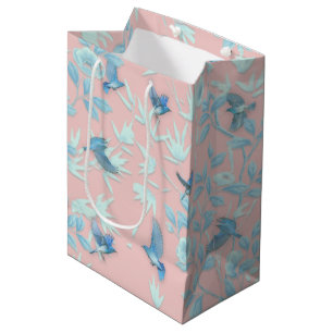 Blumen und Vögel , Hintergrundfarbe der Rose Mittlere Geschenktüte