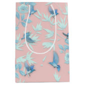 Blumen und Vögel , Hintergrundfarbe der Rose Mittlere Geschenktüte (Vorderseite)