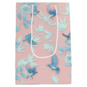 Blumen und Vögel , Hintergrundfarbe der Rose Mittlere Geschenktüte (Rückseite)