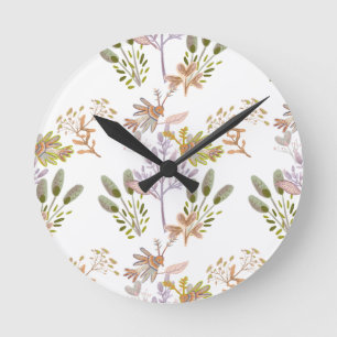 Blumen und Vögel Runde Wanduhr