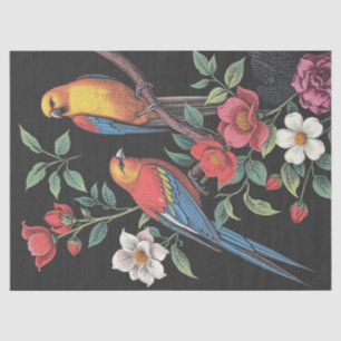 Blumen- und Vogelillustration Seidenpapier