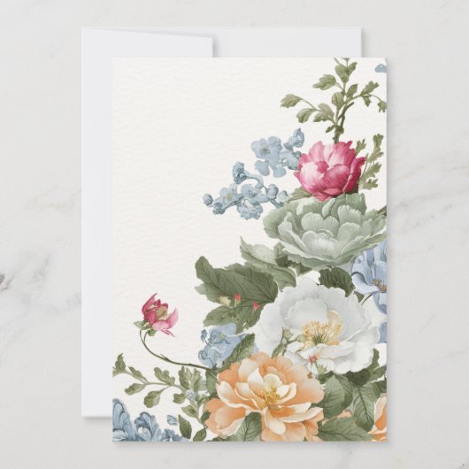 Blumen und Vogelrahmen Geburt Einladung (Rückseite)