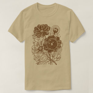 Blumen Und Zahnräder Vintage T-Shirt