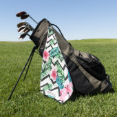 Blumen und Zickzack Golfhandtuch