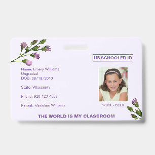 Blumen Unschooling Homeschooling Abzeichen Ausweis